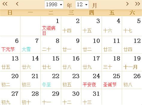 1998年1月20日|1998年阴历阳历对照表，1998年农历阳历表带天干地支，1998万。